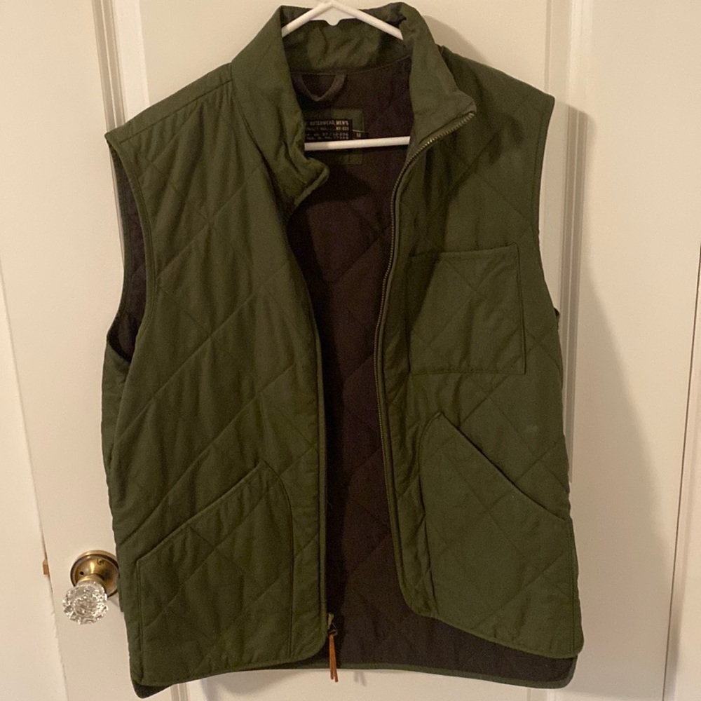 J Crew Mens Thermal Insulated Vest Dark Green